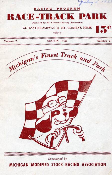 Mt. Clemens Race Track - 1953 Program From Dan Baumgarten